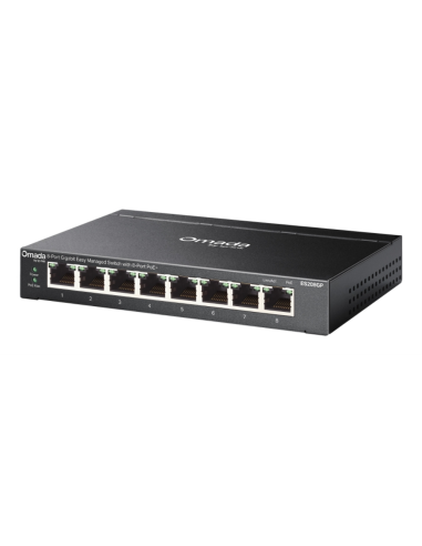 TP-Link Omada ES208GP switch Gestionado L2 Gigabit Ethernet (10/100/1000) Energía sobre Ethernet (PoE) DIN rail Negro