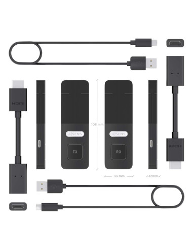AISENS ASWL-H2K30M001-BK extensor audio/video Transmisor y receptor de señales AV