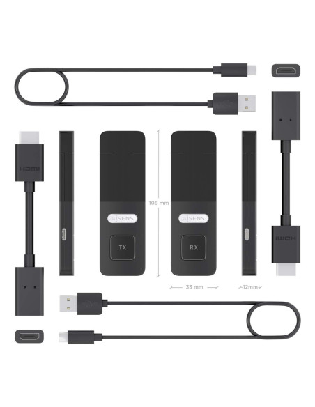 AISENS ASWL-H2K30M001-BK extensor audio/video Transmisor y receptor de señales AV