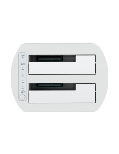 AISENS Estacion de Docking de Doble Bahia ASDS-D02W SATA 2.5/3.5 a USB 3.0/3.1 Gen1, Clone, Blanca