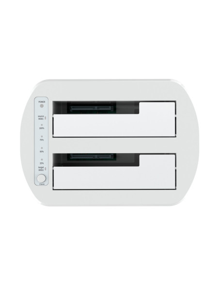AISENS Estacion de Docking de Doble Bahia ASDS-D02W SATA 2.5/3.5 a USB 3.0/3.1 Gen1, Clone, Blanca