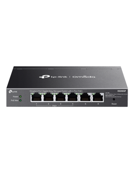 TP-Link Omada ES206GP switch Gestionado Gigabit Ethernet (10/100/1000) Energía sobre Ethernet (PoE) Negro