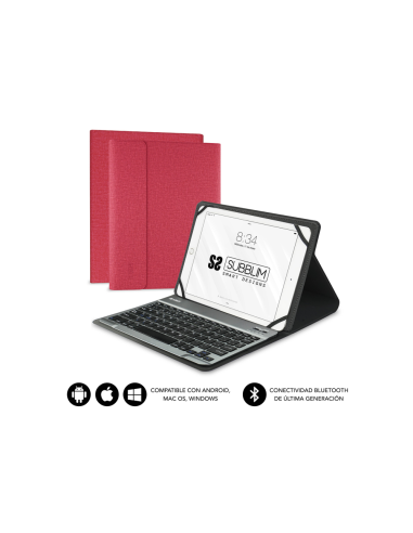 SUBBLIM Funda con Teclado KEYTAB PRO BLUETOOTH 10,1" Red