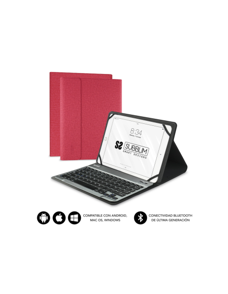 SUBBLIM Funda con Teclado KEYTAB PRO BLUETOOTH 10,1" Red