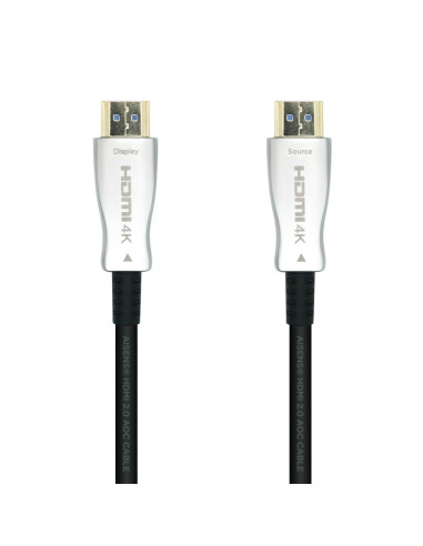 AISENS Cable HDMI V2.0 AOC Premium Alta Velocidad / HEC 4k@60Hz 18Gbps, A/M-A/M, Negro, 20m