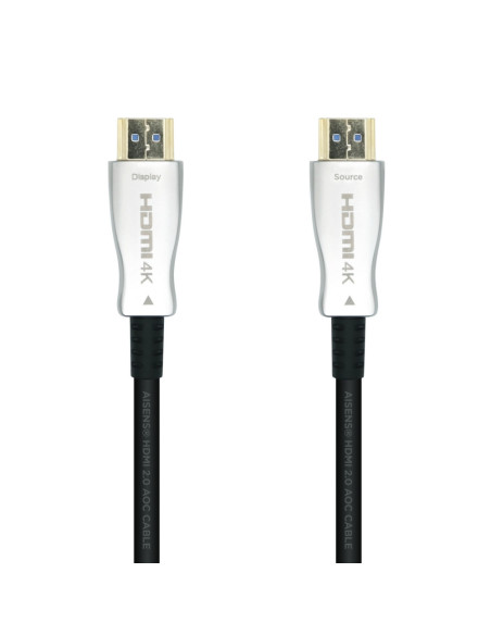 AISENS Cable HDMI V2.0 AOC Premium Alta Velocidad / HEC 4k@60Hz 18Gbps, A/M-A/M, Negro, 20m
