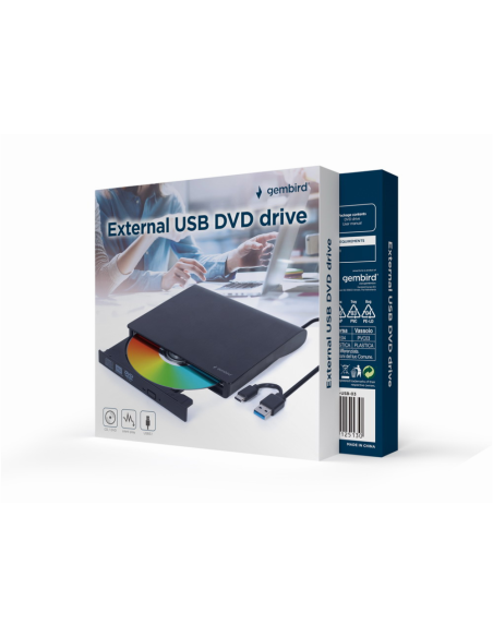 Gembird DVD-USB-03 unidad de disco óptico DVD±RW Negro
