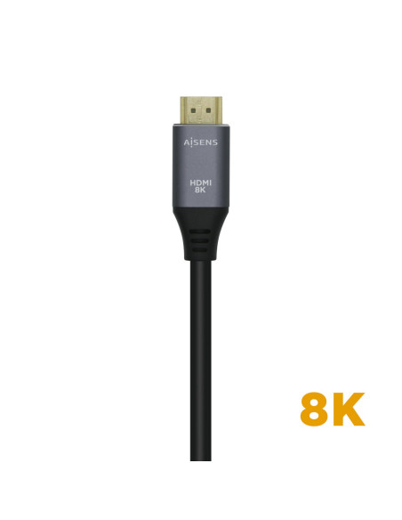 AISENS Cable HDMI V2.1 Ultra Alta Velocidad / HEC 8k@60Hz 48Gbps, A/M-A/M, Gris/Negro, 2.0m