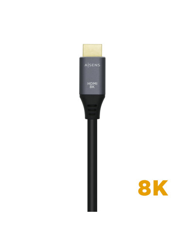 AISENS Cable HDMI V2.1 Ultra Alta Velocidad / HEC 8k@60Hz 48Gbps, A/M-A/M, Gris/Negro, 2.0m