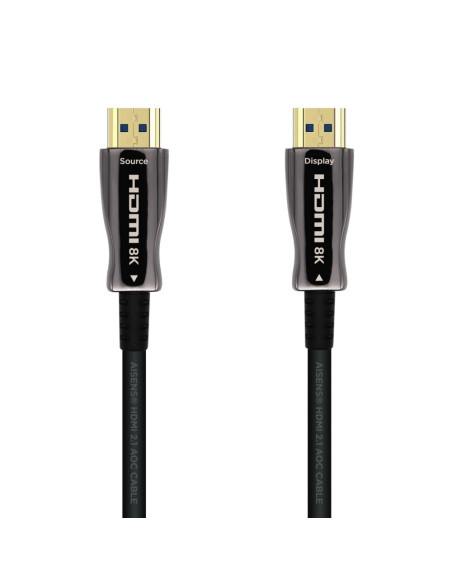 AISENS Cable HDMI V2.1 AOC Ultra Alta Velocidad / HEC 8k@60Hz 4k@120Hz 4:4:4 48Gbps, A/M-A/M, Negro, 20m