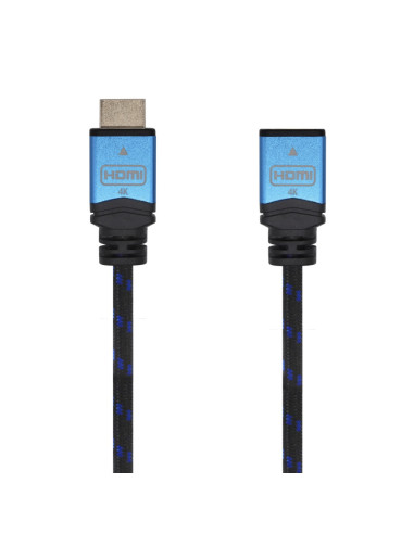 AISENS Cable HDMI V2.0 Prolongador Premium Alta Velocidad / HEC 4K@60Hz 18Gbps, A/M-A/H, Negro/Azul, 2.0m