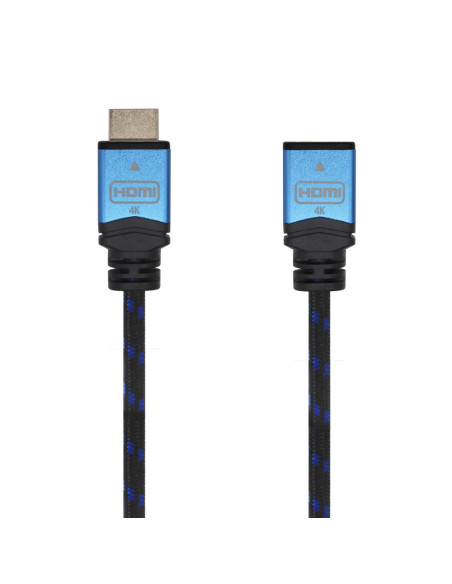 AISENS Cable HDMI V2.0 Prolongador Premium Alta Velocidad / HEC 4K@60Hz 18Gbps, A/M-A/H, Negro/Azul, 2.0m