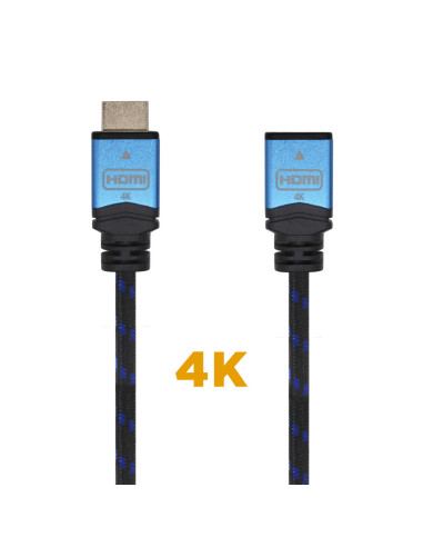 AISENS Cable HDMI V2.0 Prolongador Premium Alta Velocidad / HEC 4K@60Hz 18Gbps, A/M-A/H, Negro/Azul, 3.0m
