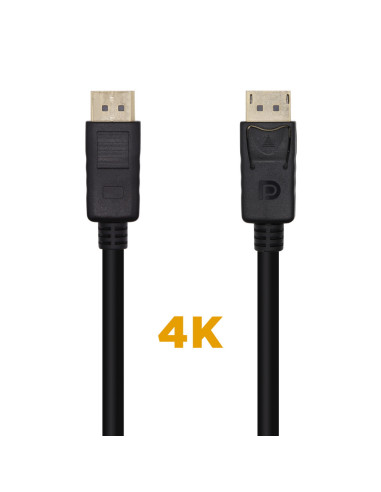 AISENS Cable DisplayPort V1.2 4K@60Hz, DP/M-DP/M, Negro, 1.0m