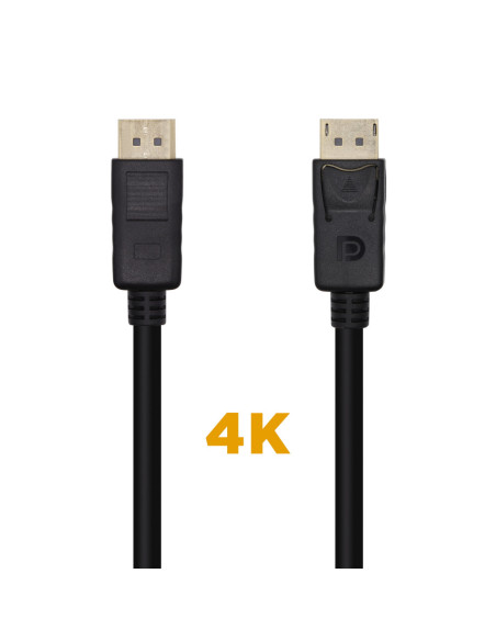 AISENS Cable DisplayPort V1.2 4K@60Hz, DP/M-DP/M, Negro, 1.0m