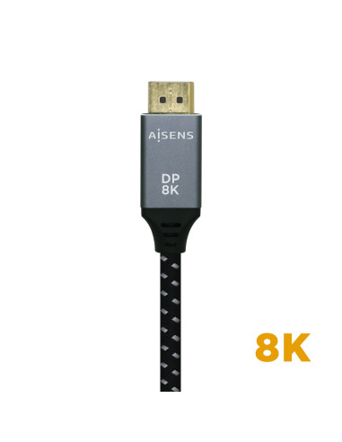 AISENS Cable Displayport V1.4 8k@60hz, DP/M-DP/M, Gris/Negro, 3.0m