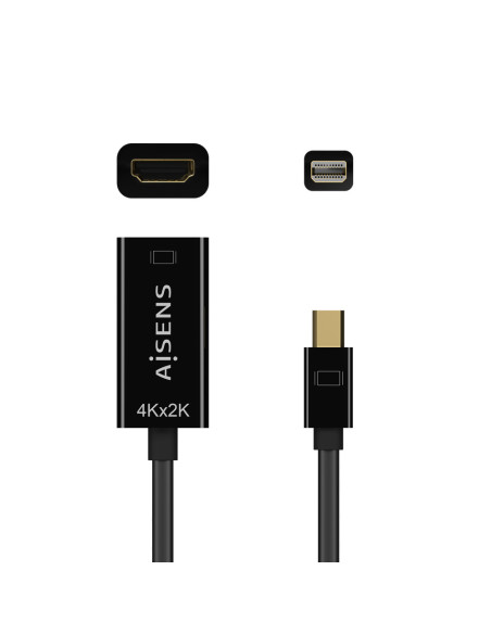 AISENS Conversor Mini DP V1.2 a HDMI V1.4 4K@30Hz, MDP/M-HDMI A/H, Negro, 15CM