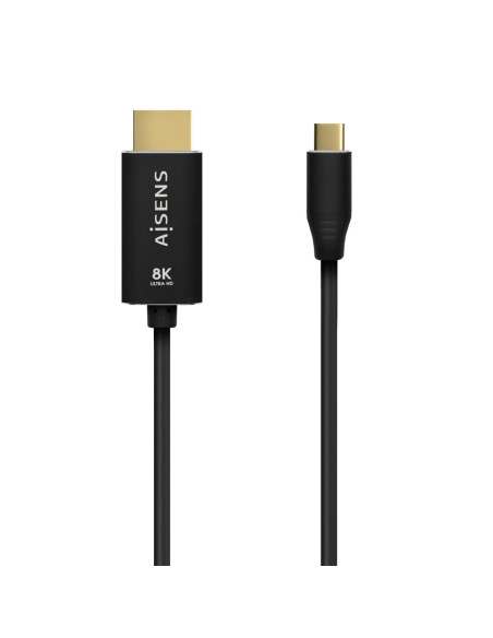 AISENS Cable Conversor Aluminio USB-C A HDMI 2.1 8k@60Hz, USB-C/M-HDMI/M, Negro, 2.0m