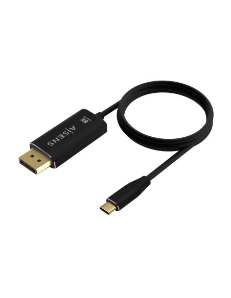 AISENS Cable Conversor Aluminio USB-C a Displayport 8K@60Hz, USB-C/M-DP/M, Negro, 0.8M