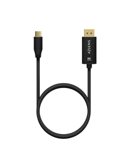 AISENS Cable Conversor Aluminio USB-C a Displayport 8K@60Hz, USB-C/M-DP/M, Negro, 0.8M