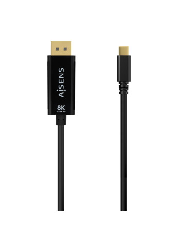 AISENS Cable Conversor USB-C a Displayport 8K@60Hz, USB-C/M-DP/M, Negro, 0.8M