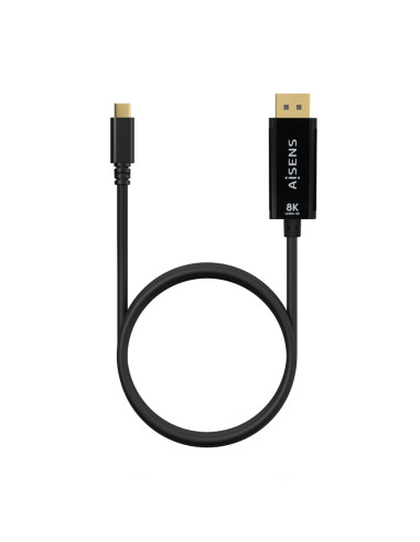 AISENS Cable Conversor USB-C a Displayport 8K@60Hz, USB-C/M-DP/M, Negro, 0.8M