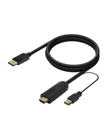 AISENS Cable Conversor Activo HDMI 2.0 + USB Alim. a DISPLAYPORT V1.2, HDMI/M-USB/M-DP/M, Negro, 1.8M