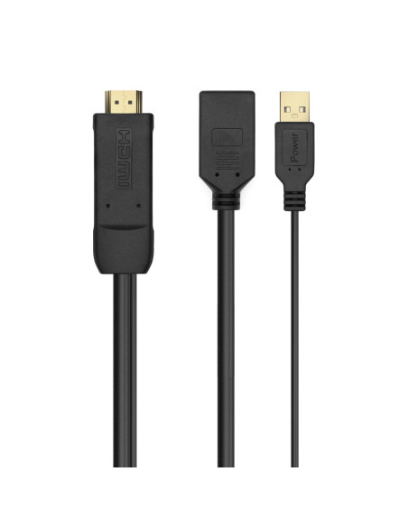 AISENS Conversor Activo HDMI 2.0 + USB Alim. a DISPLAYPORT V1.2, HDMI/M-USB/M-DP/H, Negro, 10CM