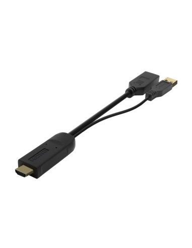 AISENS Conversor Activo HDMI 2.0 + USB Alim. a DISPLAYPORT V1.2, HDMI/M-USB/M-DP/H, Negro, 10CM