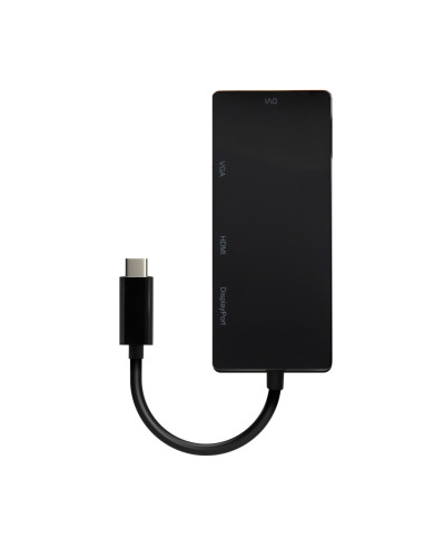 AISENS Conversor USB-C A DP/DVI/HDMI/VGA, USB-C/M-DP/H-DVI/H-HDMI/H-Vga/H, Negro, 15cm