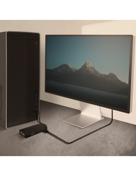 AISENS Conversor USB-C A DP/DVI/HDMI/VGA, USB-C/M-DP/H-DVI/H-HDMI/H-Vga/H, Negro, 15cm