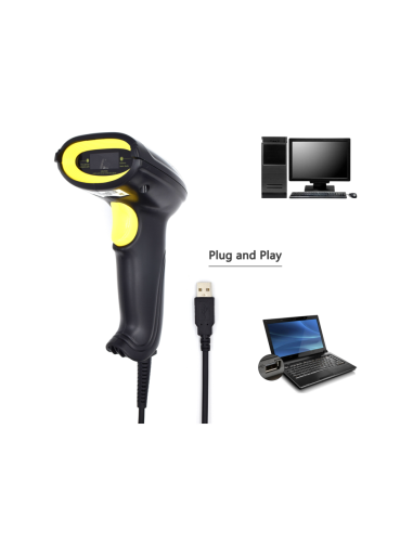 Ewent EW3400 lector de código de barras Lector de códigos de barras portátil 1D Laser Negro