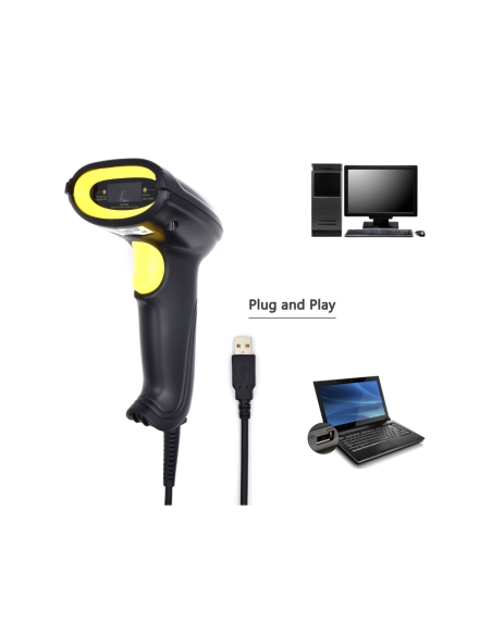 Ewent EW3400 lector de código de barras Lector de códigos de barras portátil 1D Laser Negro