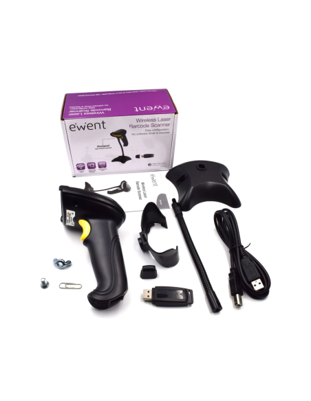 Ewent EW3430 lector de código de barras Lector de códigos de barras portátil 1D LED Negro