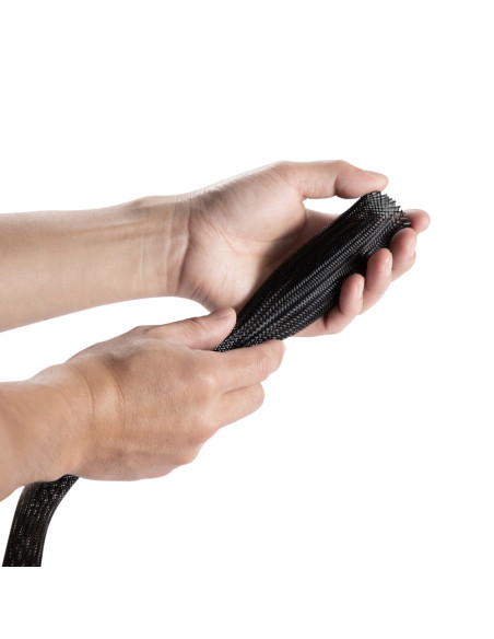 AISENS Organizador de cable poliéster 20mm, Negro, 1.0m