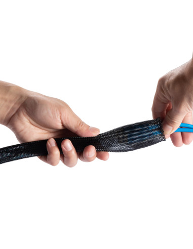 AISENS Organizador de cable poliéster 20mm, Negro, 1.0m