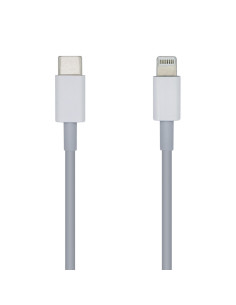 AISENS Cable USB 2.0 USB-? A Lightning PD 2A, Lightning/M-USB-?/M, Blanco, 20cm