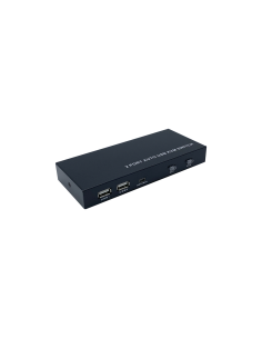 AISENS Conmutador KVM HDMI 4K@60HZ USB 1U-2PC con fuente alimentación, Negro