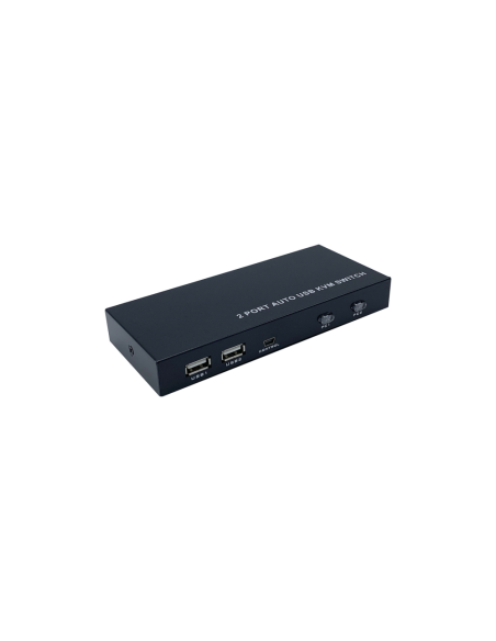 AISENS Conmutador KVM HDMI 4K@60HZ USB 1U-2PC con fuente alimentación, Negro