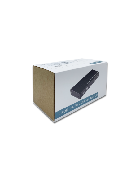 AISENS Conmutador KVM HDMI 4K@60HZ USB 1U-2PC con fuente alimentación, Negro