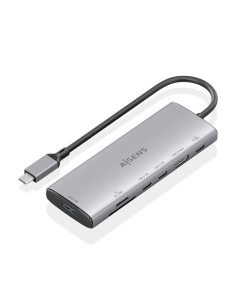 AISENS USB-C Dock 7 en 1, USB-C a 1xHDMI, 1xUSB-A 10G, 2xUSB-C 10G, 1xSD, 1xMicroSD, 1xUSB-C PD 100W, Gris, 20cm