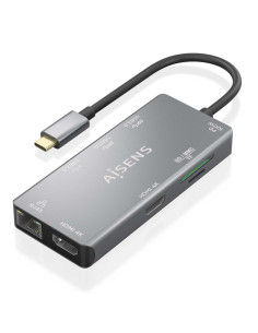 AISENS ASUC-9P018-GR base para portátil y replicador de puertos Alámbrico USB 3.2 Gen 1 (3.1 Gen 1) Type-C