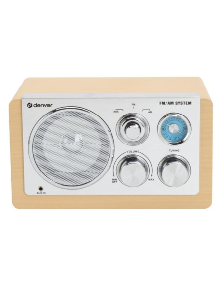 Denver TR-63LW radio Personal Analógica Bamboo, Plata