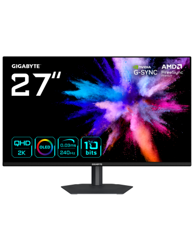 GIGABYTE GO27Q24A Monitor Gaming OLED 27” 2K QHD - 2560 x 1440, 240Hz, 0.03ms, 400 cd/m², FreeSync Premium, G-Sync Compatible, H