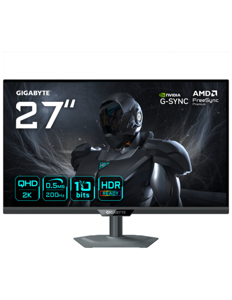 GIGABYTE G27Q20 Monitor Gaming 27” QHD - 2560 x 1440, 200Hz, 0.5ms, Compatible con G-Sync, FreeSync Premium, HDR10, HDMI 2.0, Di