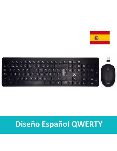 Ewent EW3256 teclado Ratón incluido Universal RF inalámbrico QWERTY Español Negro