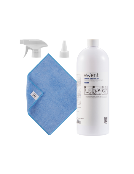 Ewent EW5680 kit de limpieza para computadora Pantallas / Plásticos, Universal Kit de limpieza para equipos 1000 ml