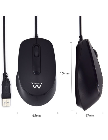 Ewent EW3159 ratón Oficina Ambidextro USB tipo A Óptico 1000 DPI