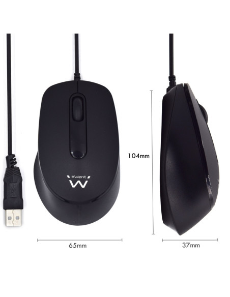 Ewent EW3159 ratón Oficina Ambidextro USB tipo A Óptico 1000 DPI