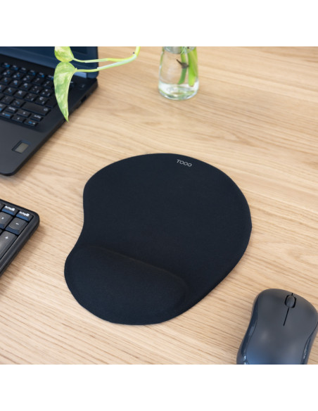 TooQ Alfombrilla para ratón ergonómica con reposamuñecas de gel, Negro